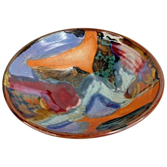 Bella Joy Studio Pottery Bowl Heidi Fahrenbacher Hand Made Purple Orange Signed - Picture 2 of 6